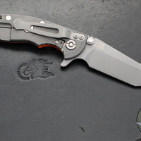 Hinderer XM-18 3.0"- Harpoon Tanto- Working Finish Titanium And Orange G-10 Handle- Working  Finish S45VN Blade