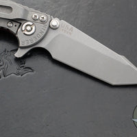 Hinderer XM-18 3.0"- Harpoon Tanto- Working Finish Titanium And Red G-10 Handle- Working  Finish S45VN Blade