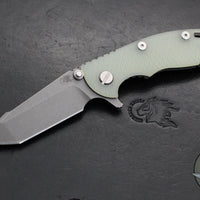 Hinderer XM-18 3.0"- Harpoon Tanto- Working Finish Titanium And Translucent Green G-10 Handle- Working  Finish S45VN Blade