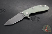 Hinderer XM-18 3.0"- Harpoon Tanto- Working Finish Titanium And Translucent Green G-10 Handle- Working  Finish S45VN Blade