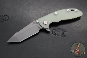 Hinderer XM-18 3.0"- Harpoon Tanto- Working Finish Titanium And Translucent Green G-10 Handle- Working  Finish S45VN Blade