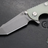 Hinderer XM-18 3.0"- Harpoon Tanto- Working Finish Titanium And Translucent Green G-10 Handle- Working  Finish S45VN Blade