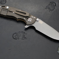 Hinderer XM-18 3.0"- Spanto Edge- Battle Bronze Finished Ti And Coyote Tan G-10- Working Finish Blade
