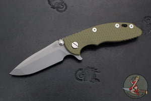 Hinderer XM-18 3.0"- Spanto Edge- Battle Bronze Finished Ti And OD Green G-10- Working Finish Blade