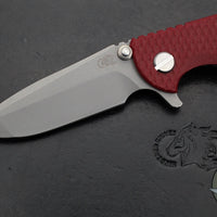 Hinderer XM-18 3.0"- Spanto Edge- Battle Bronze Finished Ti And Red G-10- Working Finish Blade