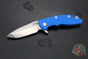 Hinderer XM-18 3.0"- Spanto Edge- Stonewash Finished Ti And Blue G-10- Stonewash Blade