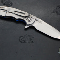 Hinderer XM-18 3.0"- Spanto Edge- Stonewash Finished Ti And Blue G-10- Stonewash Blade