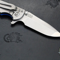 Hinderer XM-18 3.0"- Spanto Edge- Stonewash Finished Ti And Blue G-10- Stonewash Blade