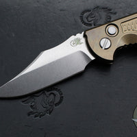 Hinderer XM-18 3.5"- AUTOMATIC- Bowie- Stonewash Bronze Finished Titanium- Stonewash Blade