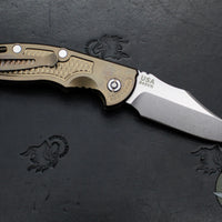 Hinderer XM-18 3.5"- AUTOMATIC- Bowie- Stonewash Bronze Finished Titanium- Stonewash Blade