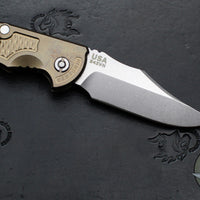 Hinderer XM-18 3.5"- AUTOMATIC- Bowie- Stonewash Bronze Finished Titanium- Stonewash Blade