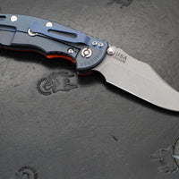 Hinderer XM-18 3.5"- NON FLIPPER- Bowie Edge- Battle Blue Titanium And Orange G-10 Handle- Working Finish Blade