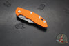 Hinderer XM-18 3.5"- NON FLIPPER- Bowie Edge- Battle Blue Titanium And Orange G-10 Handle- Working Finish Blade