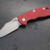 Hinderer XM-18 3.5"- NON FLIPPER- Bowie Edge- Battle Blue Titanium And Red G-10 Handle- Working Finish Blade