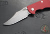 Hinderer XM-18 3.5"- NON FLIPPER- Bowie Edge- Battle Blue Titanium And Red G-10 Handle- Working Finish Blade