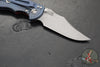 Hinderer XM-18 3.5"- NON FLIPPER- Bowie Edge- Battle Blue Titanium And Red G-10 Handle- Working Finish Blade