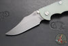 Hinderer XM-18 3.5"- NON FLIPPER- Bowie Edge- Battle Blue Titanium And Translucent Green G-10 Handle- Working Finish Blade