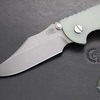 Hinderer XM-18 3.5"- NON FLIPPER- Bowie Edge- Battle Blue Titanium And Translucent Green G-10 Handle- Working Finish Blade