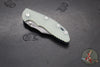 Hinderer XM-18 3.5"- NON FLIPPER- Bowie Edge- Battle Blue Titanium And Translucent Green G-10 Handle- Working Finish Blade