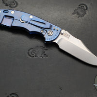 Hinderer XM-18 3.5"- NON FLIPPER- Bowie Edge- Stonewash Blue Ti And Blue G-10- Stonewash Finished S45VN Steel Blade