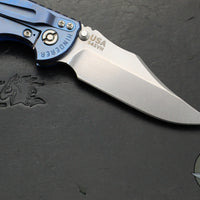 Hinderer XM-18 3.5"- NON FLIPPER- Bowie Edge- Stonewash Blue Ti And Blue G-10- Stonewash Finished S45VN Steel Blade