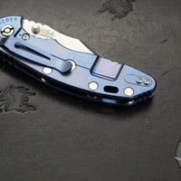 Hinderer XM-18 3.5"- NON FLIPPER- Bowie Edge- Stonewash Blue Ti And Blue G-10- Stonewash Finished S45VN Steel Blade