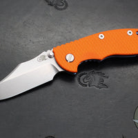 Hinderer XM-18 3.5"- NON FLIPPER- Bowie Edge- Stonewash Blue Ti And Orange G-10- Stonewash Finished S45VN Steel Blade