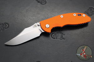 Hinderer XM-18 3.5"- NON FLIPPER- Bowie Edge- Stonewash Blue Ti And Orange G-10- Stonewash Finished S45VN Steel Blade