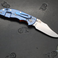 Hinderer XM-18 3.5"- NON FLIPPER- Bowie Edge- Stonewash Blue Ti And Orange G-10- Stonewash Finished S45VN Steel Blade