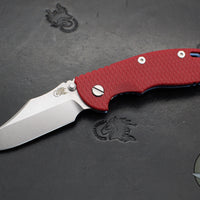 Hinderer XM-18 3.5"- NON FLIPPER- Bowie Edge- Stonewash Blue Ti And Red G-10- Stonewash Finished S45VN Steel Blade