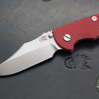 Hinderer XM-18 3.5"- NON FLIPPER- Bowie Edge- Stonewash Blue Ti And Red G-10- Stonewash Finished S45VN Steel Blade