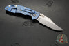 Hinderer XM-18 3.5"- NON FLIPPER- Bowie Edge- Stonewash Blue Ti And Red G-10- Stonewash Finished S45VN Steel Blade