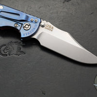 Hinderer XM-18 3.5"- NON FLIPPER- Bowie Edge- Stonewash Blue Ti And Red G-10- Stonewash Finished S45VN Steel Blade