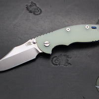 Hinderer XM-18 3.5"- NON FLIPPER- Bowie Edge- Stonewash Blue Ti And Translucent Green G-10- Stonewash Finished S45VN Steel Blade