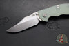 Hinderer XM-18 3.5"- NON FLIPPER- Bowie Edge- Stonewash Blue Ti And Translucent Green G-10- Stonewash Finished S45VN Steel Blade