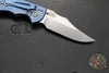 Hinderer XM-18 3.5"- NON FLIPPER- Bowie Edge- Stonewash Blue Ti And Translucent Green G-10- Stonewash Finished S45VN Steel Blade