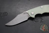 Hinderer XM-18 3.5"- NON FLIPPER- Bowie Edge- Working Finish Ti And Translucent Green G-10- Working Finish S45VN Steel Blade