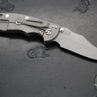 Hinderer XM-18 3.5"- NON FLIPPER- Bowie Edge- Working Finish Ti And Translucent Green G-10- Working Finish S45VN Steel Blade