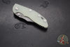 Hinderer XM-18 3.5"- NON FLIPPER- Bowie Edge- Working Finish Ti And Translucent Green G-10- Working Finish S45VN Steel Blade