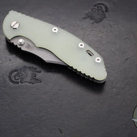 Hinderer XM-18 3.5"- NON FLIPPER- Bowie Edge- Working Finish Ti And Translucent Green G-10- Working Finish S45VN Steel Blade