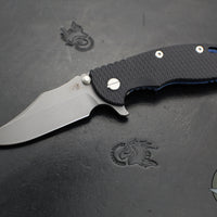Hinderer XM-18 3.5"- Bowie Edge- Battle Blue Ti And Black G-10- Working Finish Finished S45VN Steel Blade