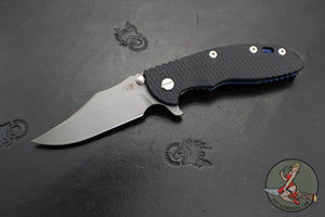 Hinderer XM-18 3.5"- Bowie Edge- Battle Blue Ti And Black G-10- Working Finish Finished S45VN Steel Blade