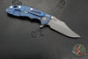 Hinderer XM-18 3.5"- Bowie Edge- Battle Blue Ti And Black G-10- Working Finish Finished S45VN Steel Blade