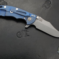 Hinderer XM-18 3.5"- Bowie Edge- Battle Blue Ti And Black G-10- Working Finish Finished S45VN Steel Blade