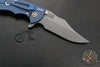 Hinderer XM-18 3.5"- Bowie Edge- Battle Blue Ti And Black G-10- Working Finish Finished S45VN Steel Blade