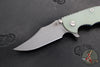 Hinderer XM-18 3.5"- Bowie Edge- Battle Blue Ti And Translucent Green G-10- Working Finish Finished S45VN Steel Blade