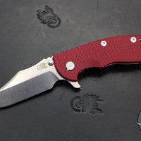 Hinderer XM-18 3.5"- Bowie Edge- Stonewash Ti And Red G-10- Stonewash Finished S45VN Steel Blade