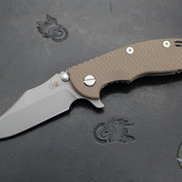 Hinderer XM-18 3.5"- Bowie Edge- Working Finish Ti And FDE G-10 Handle- Working Finish Finished S45VN Steel Blade