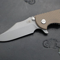 Hinderer XM-18 3.5"- Bowie Edge- Working Finish Ti And FDE G-10 Handle- Working Finish Finished S45VN Steel Blade