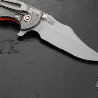 Hinderer XM-18 3.5"- Bowie Edge- Working Finish Ti And Orange G-10 Handle- Working Finish Finished S45VN Steel Blade